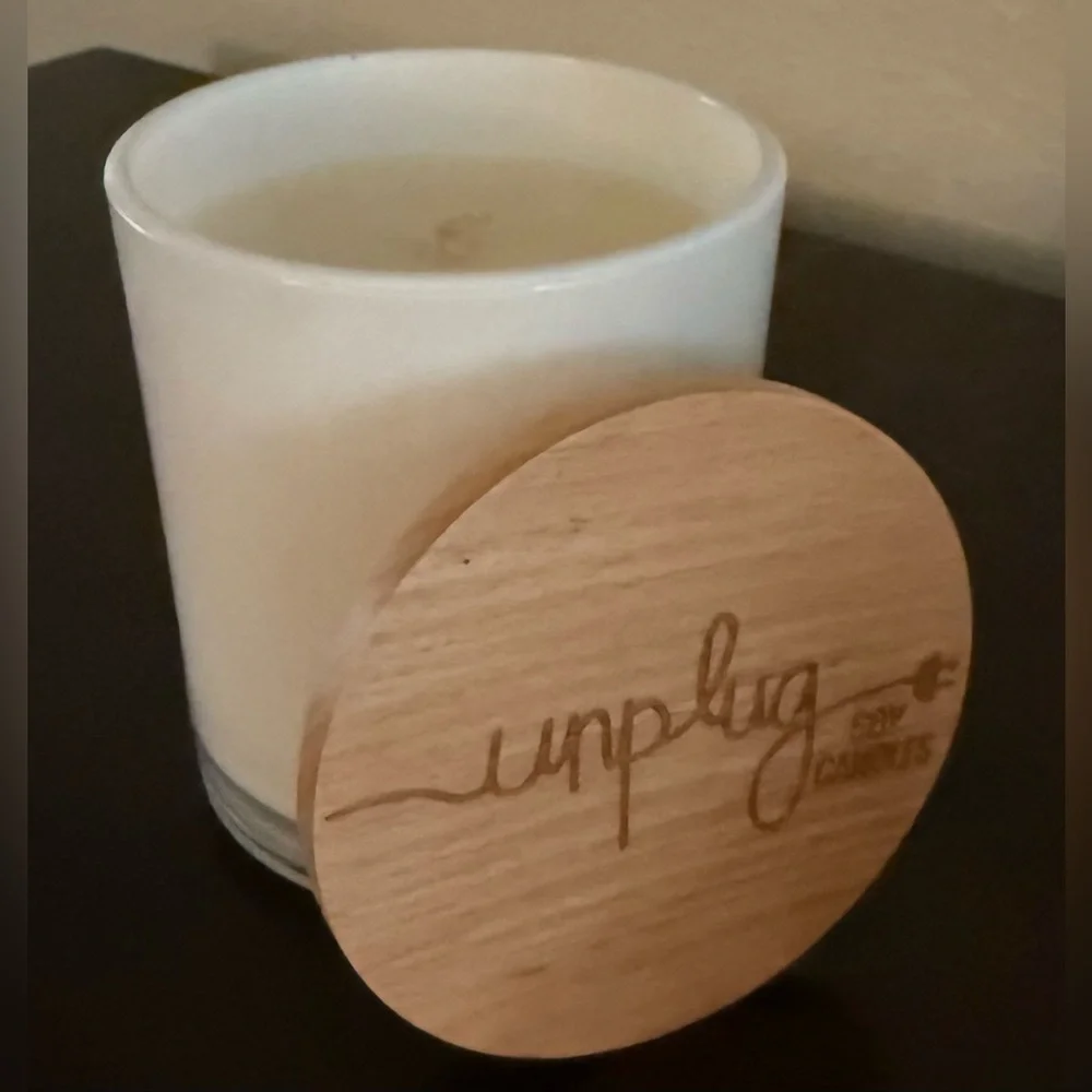 Unplug Sugared Citrus Scented Candle 13oz Frosted Glass | Wooden Lid Home Decor